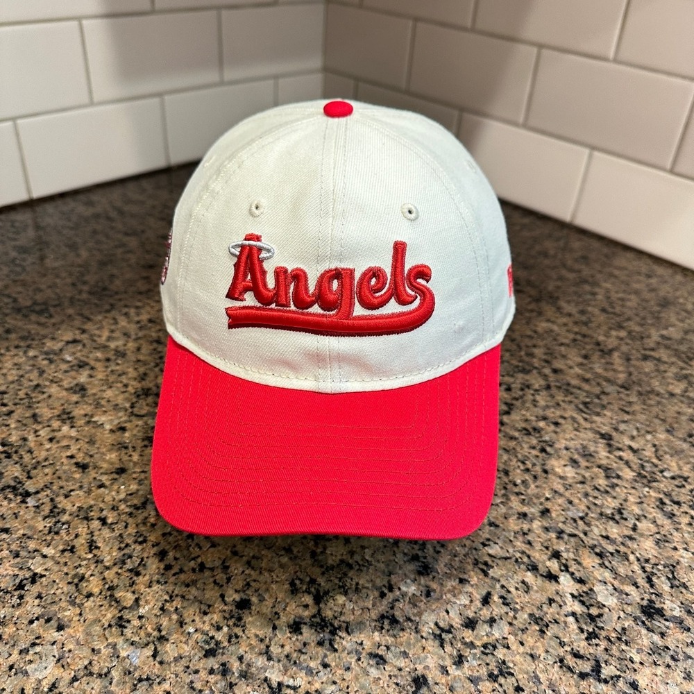 Los Angeles Angels New Era 9TWENTY Baseball Cap Adjustable Cream Red MLB